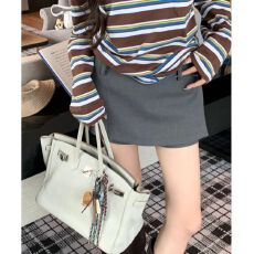 批发灰色<b class='q'>半身裙</b><b class='q'>裙</b>裤女春夏新款显瘦休闲短款a<b class='q'>字</b>西装短裤假两件短<b class='q'>裙</b>子