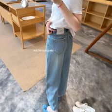 批发刺绣花边天丝直筒牛仔裤女夏季薄款大码显瘦宽松冰丝<b class='q'>九分</b>阔腿裤