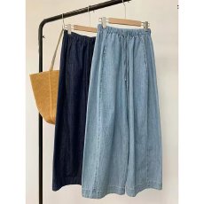 批发夏季新款显瘦休闲宽松大码设计感阔腿裤牛仔裤<b class='q'>九分</b><b class='q'>女裤</b>薄款显腿直