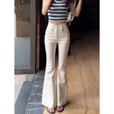 批发白色辣妹高腰窄版微喇叭牛仔裤女2026<b class='q'>夏</b>季新款修身显瘦拖地马蹄裤