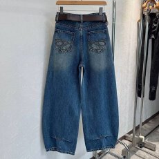 批发宽松高腰牛仔弯刀裤女2026<b class='q'>春</b>秋显瘦洋气阔腿香蕉裤刺绣磨白镰刀裤