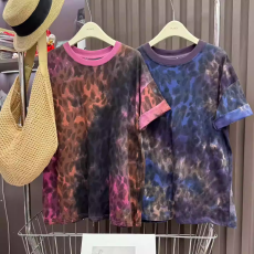 韩国N PJ女主角2026夏季新款扎染豹纹T恤女
