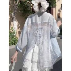 批发法式白色蕾丝蝴蝶结防晒衬衫<b class='q'>夏季</b>长袖上衣<b class='q'>夏季</b>薄款防晒外套