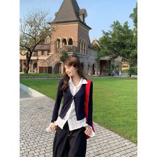 批发原版做法韩系假两件拼接内搭<b class='q'>衬衫</b>女秋季修身设计感<b class='q'>长袖</b>上衣