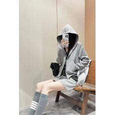 批发美式复古灰色<b class='q'>卫衣</b>连帽外套半裙两件套宽松显瘦休闲运动套装