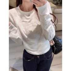 批发原版品质提花面料刺绣拼接蕾丝<b class='q'>长袖</b><b class='q'>T</b><b class='q'>恤</b>女打底衫修身上衣