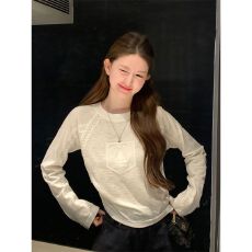 批发【原版品质】【提花面料】帆船<b class='q'>刺绣</b>拼接<b class='q'>蕾丝</b>长袖T恤秋季修身上衣