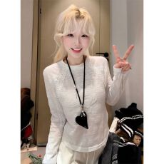 批发【原版品质】【提花面料】拼接<b class='q'>蕾丝</b>帆船<b class='q'>刺绣</b>长袖T恤圆领修身上衣