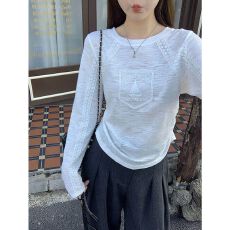 批发【原版品质】【提花面料】白色拼接蕾丝<b class='q'>长袖</b>T恤女秋季<b class='q'>打底衫</b>上衣