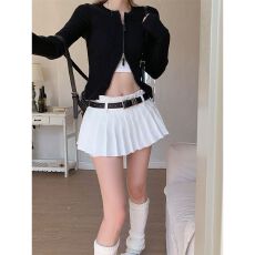 批发白色芭蕾风半身裙女夏季<b class='q'>性感</b>裙裤百褶裙小个子辣妹高腰A字裙