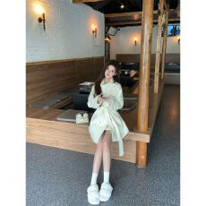 批发高质量加厚保暖德绒450克秋冬新款赫本风白色毛呢外套女