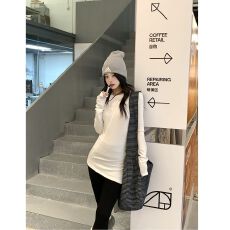 批发【螺纹德绒】纯色打底衫女 冬季中长款<b class='q'>T</b><b class='q'>恤</b>显瘦收腰内搭小上衣