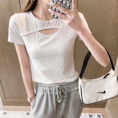 批发实拍<b class='q'>纯棉</b>短袖t恤女装新款夏季半袖短款修身体恤<b class='q'>打底衫</b>