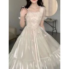 批发2026年短袖<b class='q'>连衣裙</b>女新款长款裙子夏小个子茶歇绝美公主<b class='q'>蓬蓬</b>裙子女