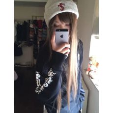 19支220克纯棉立体刺绣+立体印花 韩系东大门超火长袖T恤女