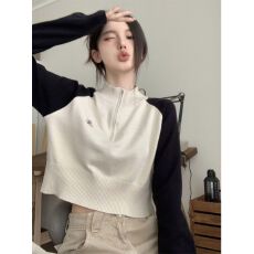 批发美式复古针织卫衣<b class='q'>外套</b>女秋装2026新款爆款小个子毛衣长袖短款上衣