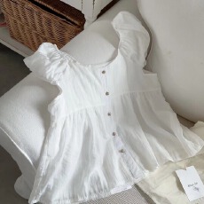 批发原版做工短袖<b class='q'>衬衫</b>女夏季方领高级感减龄短款超好看娃娃衫上衣