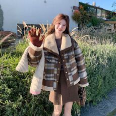 批发短款撞色夹棉加厚小香风<b class='q'>外套</b>女秋冬装<b class='q'>新款</b>2025韩系小个子保暖上衣