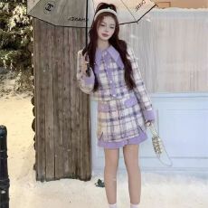 批发2025新款秋冬外套气质时尚香风长袖两件套小众短裙加厚套装