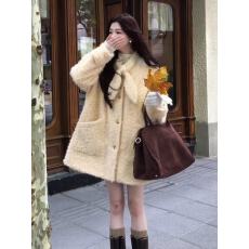 批发温柔风气质黄色外套女装2025冬季新款甜美减龄加厚高级感短款上衣