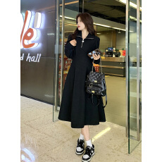 批发收腰显瘦长袖加绒加厚高级感<b class='q'>秋</b>冬款打底连衣裙