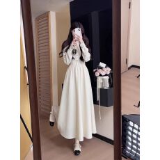 批发<b class='q'>秋</b>冬新款小立领千金miu系长袖连衣裙女