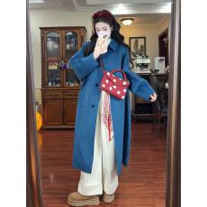 批发克莱因蓝高级感毛呢外套女冬季新款<b class='q'>中长款</b>宽松韩系小个子呢子大衣