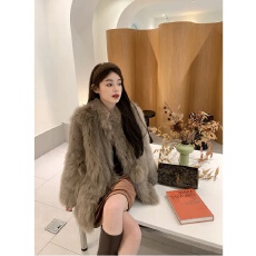 批发2025新款休闲仿狐狸毛皮草外套女宽松保暖加厚拼接高级感环保毛