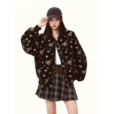 批发新中式外套女国风复古碎花夹克2025秋季新款小众潮牌情侣装<b class='q'>棒球</b>服