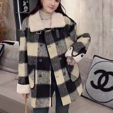 批发加棉加厚格子拼接韩系<b class='q'>显瘦</b>毛呢外套