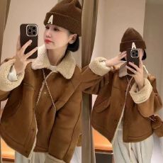外套女秋冬款美拉德穿搭短款宽松加厚保暖羊羔毛皮毛一体棉服上衣