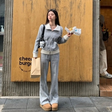 批发灰色卫衣外套阔腿裤<b class='q'>两件套装</b>女秋季新款宽松两件套潮