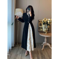 批发新中式国风<b class='q'>改良</b><b class='q'>旗袍</b>连衣裙女2025秋冬新款超好看气质显瘦复古长裙