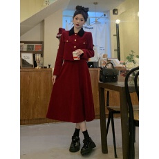 批发显瘦减龄梨形身材红色<b class='q'>连衣裙</b>两件套