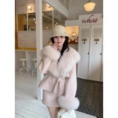 批发冬季气质<b class='q'>名媛</b>千金风两件套蝴蝶结绑带收腰毛呢外套高腰半身裙<b class='q'>套装</b>