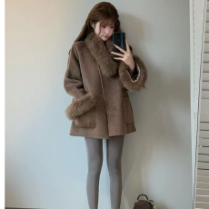 批发（里布夹棉）外布用羚羊绒领布毛毛可拆卸