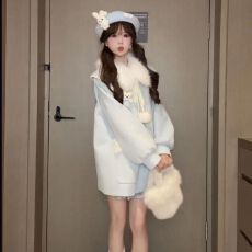 批发（夹棉里布）羊毛大衣中长款毛呢外套女