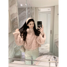 批发羊羔绒<b class='q'>外套</b>女秋冬2026新款百搭保暖时尚立领短款环保皮草毛毛上衣
