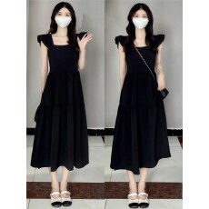 批发夏季2026年新款女<b class='q'>黑色</b><b class='q'>连衣裙</b>子小飞袖和赫本风长裙法式初恋茶歇