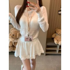 批发白色微透外搭镂空针织开衫女夏季新款修身薄款简约罩衫短外套上衣