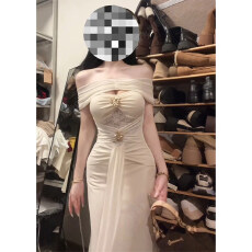 批发轻奢名媛风高级感气质一字肩连衣裙紧身显瘦<b class='q'>长裙</b>高贵<b class='q'>礼服</b>