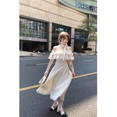 批发2026温柔甜美长款<b class='q'>连衣裙</b>优雅清楚系长裙<b class='q'>日系</b>两穿杏色巨好看约会夏