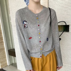 批发韩版圆领卡通刺绣长袖针织开衫2026夏季宽松休闲内搭防晒上衣<b class='q'>潮</b>