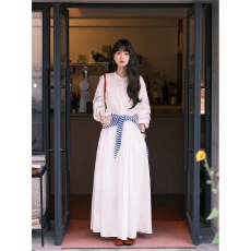 批发法式白色长袖衬衫连衣裙子女新款早春秋气质高级感宽松显瘦长裙<b class='q'>潮</b>