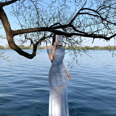 批发原版做法品质纯欲一字肩无袖<b class='q'>连衣裙</b>女夏季收腰显瘦网纱<b class='q'>包臀</b>裙