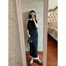 批发法式赫本风无袖上衣精致2026超好看常规款女夏季两件套圆领款女装