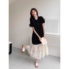 批发淑女风设计师款蕾丝镂空2026年<b class='q'>春</b>季新连衣裙女装宽松显瘦遮肉裙子