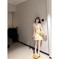 批发法式气质<b class='q'>小香风</b>娃娃领无袖女夏季高级感气质收腰显瘦A字女短裙子