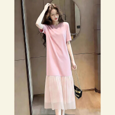 批发2026年夏季穿搭<b class='q'>高端</b>精致气质小香风独特漂亮绝美粉色拼接<b class='q'>连衣裙</b>女