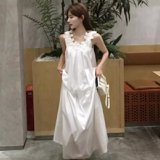 批发原版做法有内里法式海岛度假风重工立体花朵吊带连衣裙女无袖长裙